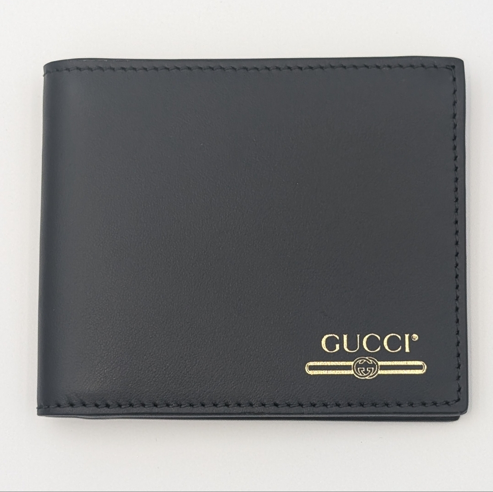NEW Gucci Leather Bifold Wallet With Gucci Logo 547585